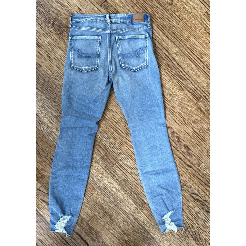 American Eagle Outfitters Med Blue Distressed Super Stretch X Jeans Women 6 - Picture 6 of 7